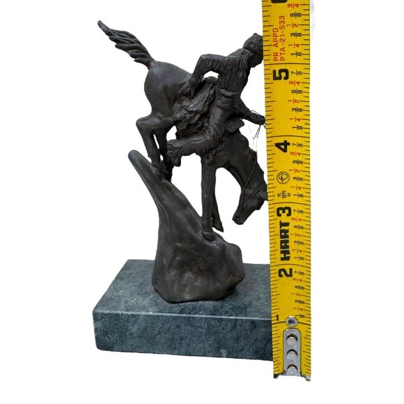 Andrea by Sadek Bronze On Marble Frontiers man On Horse, in style of Remington 5 - Picture 4 of 8